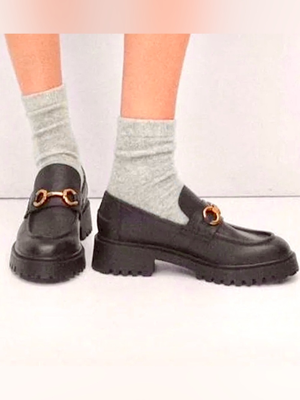 MANGO Chunky Leather Lug Sole  Horse-bit Loafers - Picture 2 of 7